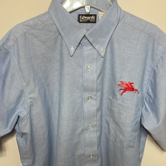 Vintage 90’s Mobile Oil Pegasus Gasoline Attendant Mechanics Short Sleeve - Picture 2 of 6